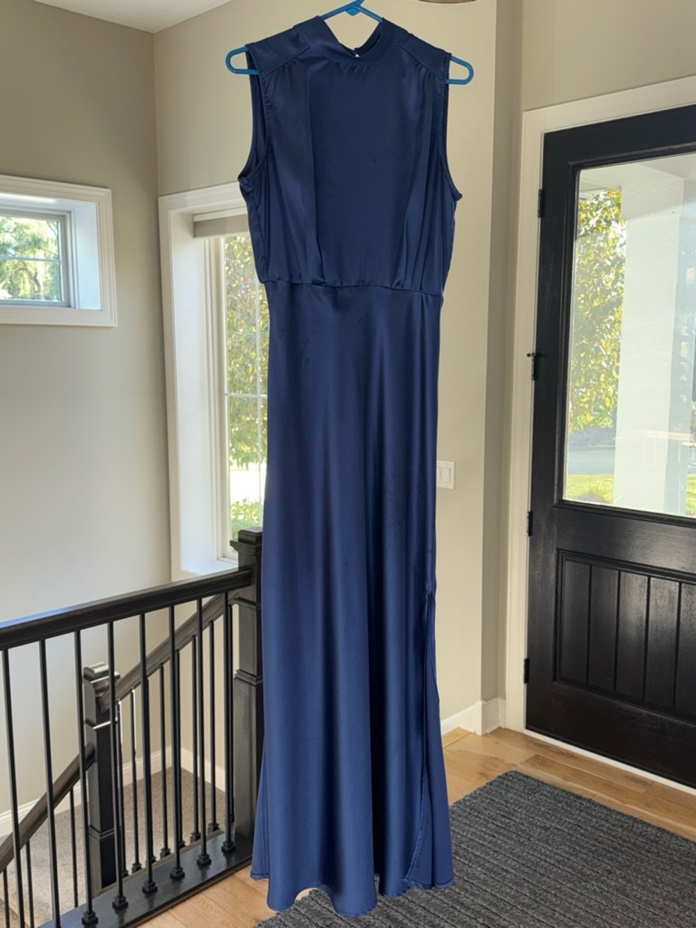 Lulu's Navy Sleeveless Maxi Dress with High Neck